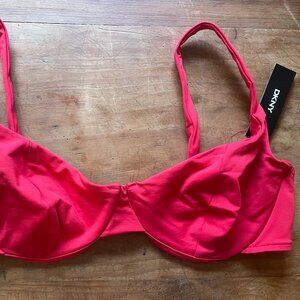 classic DKNY bra style bikini top in apple red size 14